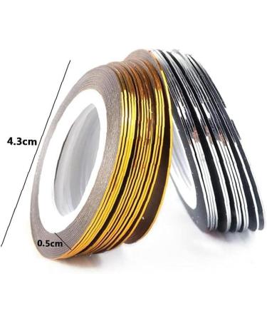 UKD 20 Rolls Gold Silver Striping Tape Line Nail Art Stickers Polish Transfer Nail Wire Foils Adhesive Decal Manicure Decoration - Buy Online on GoSupps.com