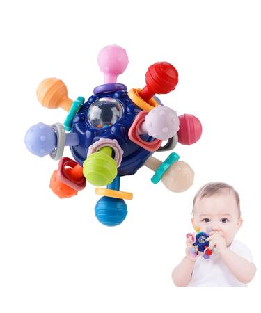 Bite ring for babies sensorism Beißring ball gripping ball for babies to grasp and chewing rattles baby ball baby teeth toys bite ring ball sensors for babies 3 6 9 12 months blue