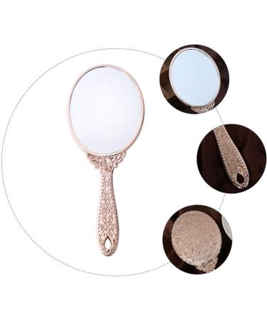 SOLUSTRE Handheld Oval Flower Vintage Makeup Mirror - Rose Gold - Buy Online on GoSupps.com