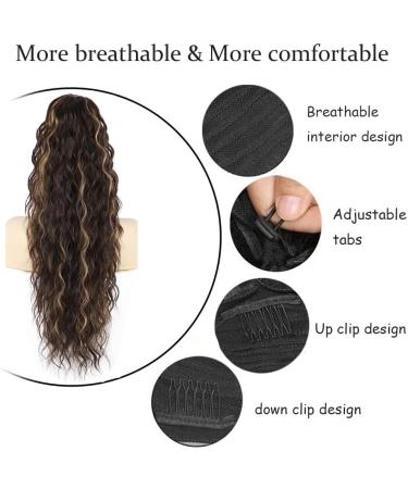 PORSMEER 28 Black Mixed Blonde Ponytail Extension - Long Beach Wave Synthetic Hairpiece for Women - Buy Online on GoSupps.com