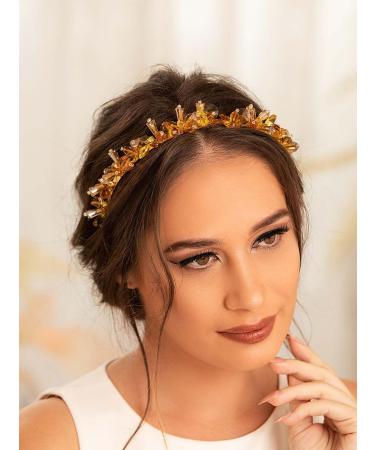 IYOU Vintage Crystal Headbands Gold Rhinestone Hair Bands Beads Bridal Wedding Hair Accessories for Women - Buy Online on GoSupps.com