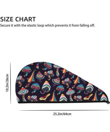 Hair Towel Wrap - Fast Drying Hair Drying Towel with Button | Eco-Friendly Towel Turban in Mushroom Doodle Design - Buy Online on GoSupps.com