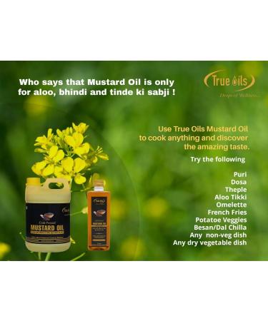 True Oils Cold Pressed Mustard Oil 16.90 fl. oz. (500 ml) - Ideal for Body Massage and Hair Care - Buy Online on GoSupps.com
