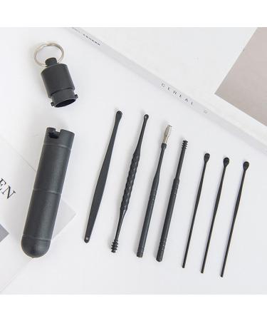 7Pcs Ear Pick Earwax Removal Kit - Portable Double-head Wax Remover Set - Black - Buy Online on GoSupps.com