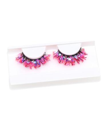 False Eyelashes 3D Glitter Eyelashes Shiny Dramatic Fake Eyelashes Long Dense Color Eyelashes with Sequins Fluorescent Eyelashes Suitable for Prom Stage Holiday Eye Makeup Cosplay Props Q-03