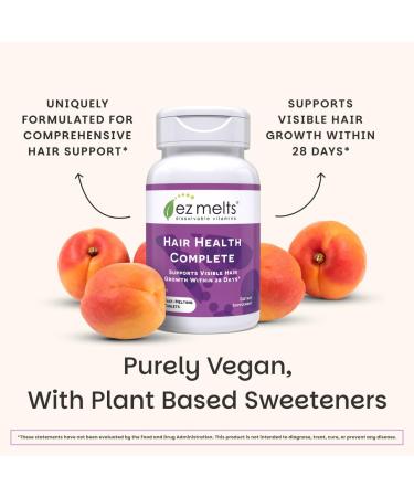 EZ Melts Hair Health Complete - Hair Supplement to Support Strength & Growth - Includes AnaGain Nu Biotin Apigenin Bambo Silica & More - 60 Sublingual Tablets (30 Servings) 60 Count (Pack of 1) - Buy Online on GoSupps.com