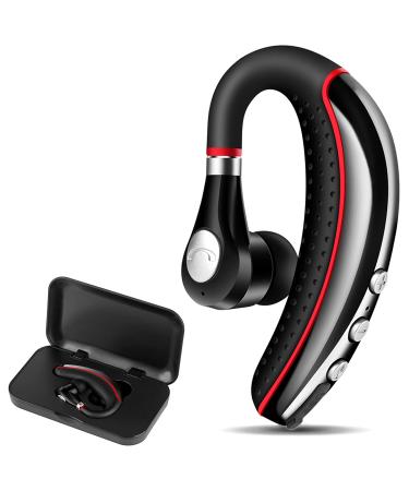 Bluetooth Headset V5.0,Wireless Bluetooth Earpiece with Noise Canceling Mic for Cell Phone,Ultralight Business Earphone for Driving/Trucker/Office,Sweatproof Headset for Android/iPhone/Smartphone Red