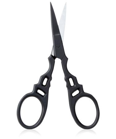 The BrowGal   Professional Eyebrow Grooming Scissors - Hand-made Quality Fine Curved Blade for Eyebrow  Eyelash Extensions - Stainless Steel  Large Finger Loops - for Men and Women use   Black