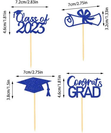 Vigcebit Graduation Cupcake Toppers 2023 | Graduation Cupcake Toppers | Class of 2023 Graduation Cupcake Toppers Diploma Grad Caps Cake Toppers Picks for Graduation Blue - Buy Online on GoSupps.com