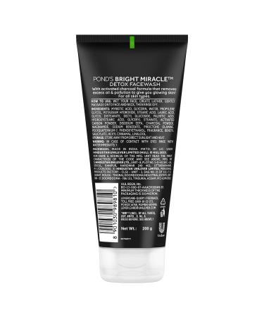 POND S Pure Detox Face Wash 200g - Daily Exfoliating Cleanser with Activated Charcoal for Oily Skin | Brightening & Deep Cleansing for Fresh Glowing Skin - Buy Online on GoSupps.com