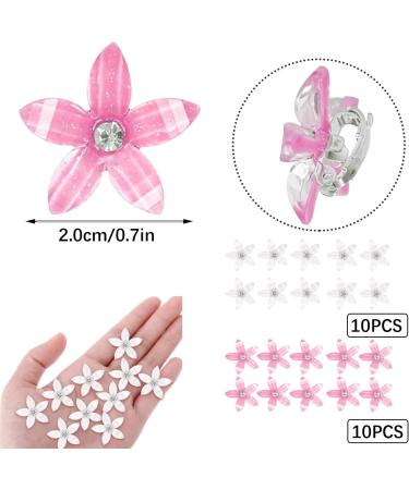 AYNKH 20 Pieces Small Lily Flower Hair Clips White Pink Rhinestone Cute Metal Pins for Girls Women Bridal Wedding Decorative Daily Hair Accessories - Buy Online on GoSupps.com