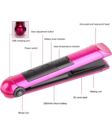 Hair Straightener - USB Rechargeable Mini Ceramic Flat Iron | Multi-Functional Curler & Styling Tool for Men & Women | Fast Heating Salon Quality - Buy Online on GoSupps.com