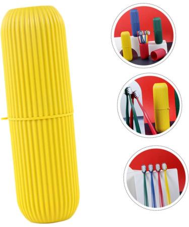 Angoily Toothbrush Covers - Set of 2 Yellow Travel Holders for Brush Protection | 8 Toothbrush Bristles Storage - Buy Online on GoSupps.com