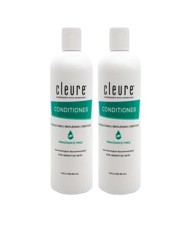 Cleure Hydrating Fragrance Free Conditioner - Hypoallergenic SLS Free & Paraben Free - Unscented (12 Fl Oz Pack of 2) 6 Fl Oz (Pack of 2)