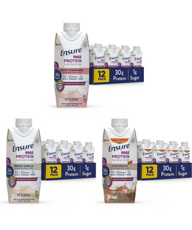 Ensure Max Protein Nutrition Shake 11 fl oz 12 Count & Max Protein Nutrition Shake 11 fl oz (Pack of 12) & Max Protein Nutritional Shake 11 Fl Oz (Pack of 12)