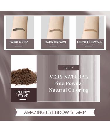 Eyebrow Stamp Eyebrow Stamp Stencil Kit Long Lasting Eye Brow Powder Eyebrow Stencils Brow Stencil Kit for Beginners 30 g (Pack of 1) C-Dark Grey & Medium Brown - Buy Online on GoSupps.com