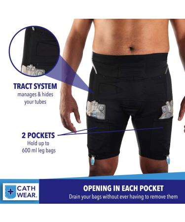 Cathwear Catheter Leg Bag Underwear | Medicare Approved Holder for Men & Women | Fits Foley Nephrostomy Suprapubic Biliary Catheters | 600ml Capacity | Black | Large (1 Pair - Buy Online on GoSupps.com