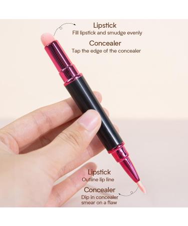 Lipstick Brush Round Head Lipstick Blending Brush Double Ended Retractable Lip Brush Portable Lipstick Lip Gloss Brush Concealer Makeup Tool Round and Flat Blending Makeup Brush With Lid - Buy Online on GoSupps.com