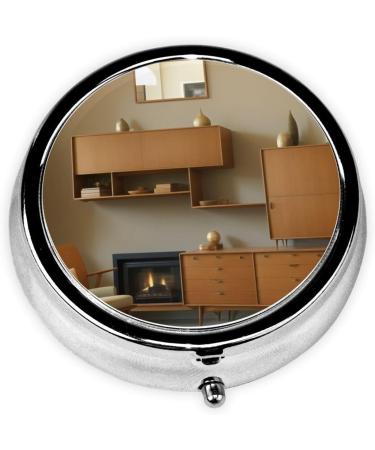 Buy Print Home Cabinet Mini Round Pill Box - 3 Compartment Travel Organizer for Medicine & Pocket Use - Buy Online on GoSupps.com