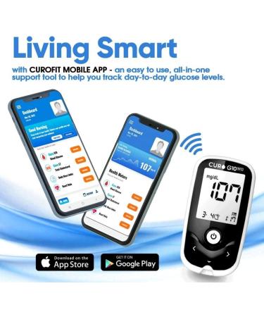 CURO G10 Glucose Home Test Kit with NFC Connectivity, Blood Sugar Monitor Device, 60 Test Strips - CUROfit App Compatible - Complete Testing Solution - Buy Online on GoSupps.com