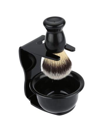 Yardwe Shaving Set Shaving Brush Stand Shaving Bowl Shaving Brush Organizer 3 Pieces (Black)
