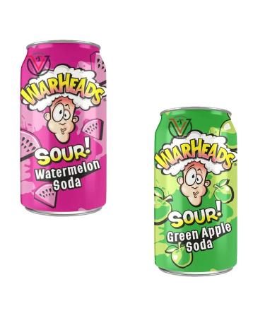 Warheads Sour Soda Cans 355ml x 03 cans (Green Apple + Watermelon)