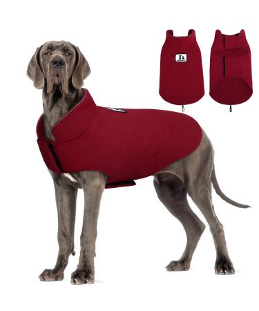 Windproof Winter Warm Fleece Dog Coat Jacket Reflective Soft Pet Dog Vest Apparel Overcoat for Small Medium Large Breeds for Cold Weather Leash Access X-Large Burgundy