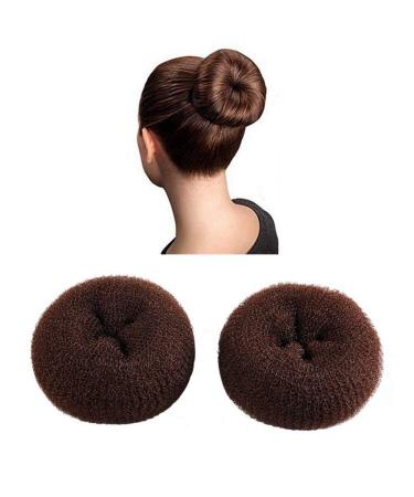 CLOTHOBEAUTY 2 pieces Large Size Hair Bun Donut Maker, Ring Style Bun, Women Chignon Hair Donut Buns Maker,Hair Doughnut Shaper Hair Bun maker (3.5 inches, Brown) 3.5'' Brown