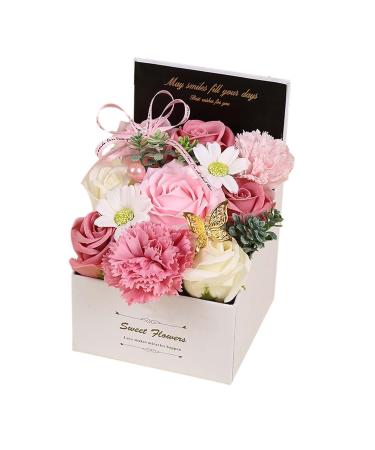 Buy Pink Soap Flowers in Gift Box - Decorative Bath Soap for Birthdays & Valentine's Day - Perfect Gift for Her Girls & Lovers - Buy Online on GoSupps.com
