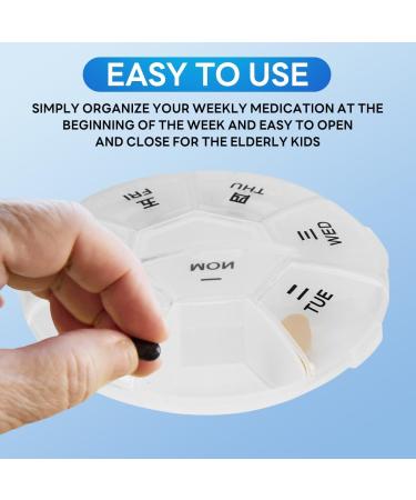 Portable Small Pill Box - 7 Compartment Daily Organizer for Travel | Secure Storage for Medicines Vitamins & Fish Oil (White - Buy Online on GoSupps.com