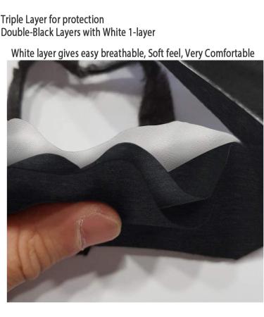 2-Pack Unisex Black Cloth Washable Reusable Cover - 100% Cotton 3 Layer for Outdoor Use - Buy Online on GoSupps.com