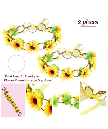 Joyci Sunflower Hair Accessories Set - 8 Pieces Boho Headbands, Hairpins & Wreath for Wedding & Hippie Party (Headband Set B) - Buy Online on GoSupps.com