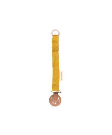 Filibabba pacifier chain made of organic cotton and wood |21 cm |Pacifier chain for boys and girls |Nickel-free metal clips |With silicone ring for attaching |Danish design (Lemon)