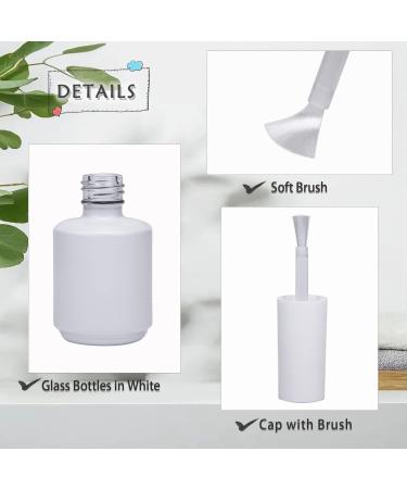 Agidea 15ML Empty Gel Nail Polish Bottles - 6 Pack Matte White Opaque Round Glass Bottles with Mixing Balls & Funnels | Refillable UV Safe Fingernail Polish Containers - Buy Online on GoSupps.com