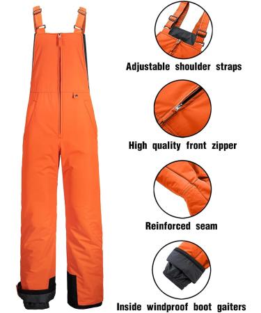 GEMYSE Men's Waterproof Ski Bib Overalls - Insulated Snow Pants | Classic Orange Black - Medium - Buy Online on GoSupps.com