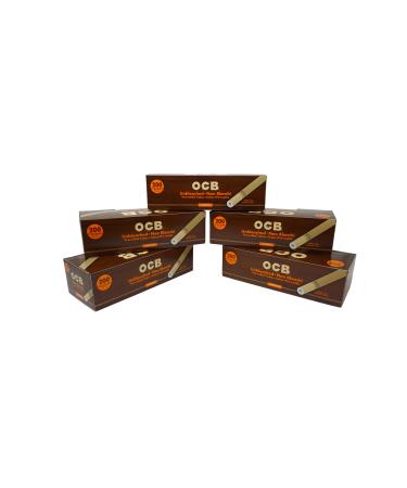 OCB Pre-Rolled Tubes - 1000 Unbleached Paper Tube with Hollow Tip - 5pk (200x5)