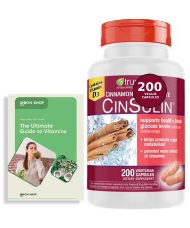 Advanced Strength Cinssulin Cinnamon Chromium Picolinate Vitamin D3 Cinnamon 500 Mg Chromium Picolinate 400 Mcg Vitamin D3 500 Iu 200 Capsules + Exclusive Vitamin Guide
