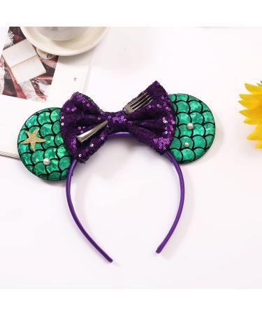 Mermaid Fork Sequin Bow Mouse Ears Headband for Women & Girls - Party Costume Headwear - Buy Online on GoSupps.com