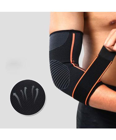 Garneck Elbow Brace for Tennis & Baseball - Compression Arm Sleeve & Elastic Protective Wrap - Adjustable Support for Elbow Pain Relief - Orange - Buy Online on GoSupps.com