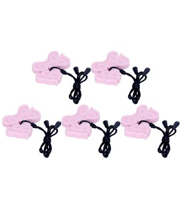 5Pcs Silicone Pendant Chewy Teether  Baby Teething Toys Sensory Chew Teether Gum Massage Relieve Swelling Pendant Shaped Baby Teething Toy Set(Light Pink) - Buy Online on GoSupps.com