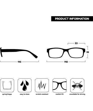 Buy Opulize Unisex Duo Reading Glasses +3.00 Diopters - Stylish Black Glasses for Clear Vision | International Shipping Available - Buy Online on GoSupps.com