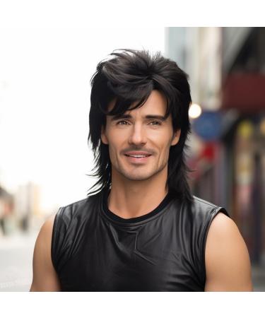 BERRYLION Mullet wig|Mens Wig for Adult|Pop Rock Wigs for Men|Mens Wigs Fancy Dress for 70s|80s Wig (Black) - Buy Online on GoSupps.com