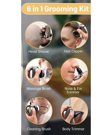 6 in 1 Men's Electric Head Shaver & Razor - Rechargeable Cordless Waterproof Bald Man Trimmer for Wet & Dry Use - Buy Online on GoSupps.com