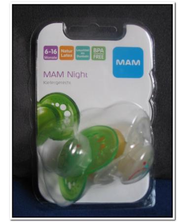 Mam LATEX Baby Pacifier NIGHT GLOWING / LUMINOUS PACIFIER MAM Night Set of 2 6-16 Months Green / Transparent
