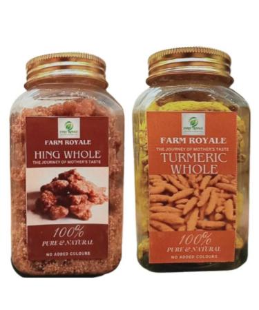 Farm Royale Turmeric/Haldi Whole & Heeng/Hing/Asafoetida Whole||1+1 Combo(200gm & 200gm) ||100% Pure and Natural||Shudh||Handpicked Material||Export quality