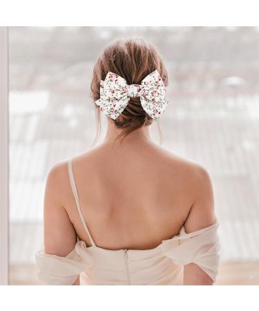 Bow Hair Clip Floral Hair Bows for Women Big Bowknot Hairpin French Hair Clips Hair Barrette Clips Chiffon Hair Bows for Women Girls-1PC style 1 - Buy Online on GoSupps.com