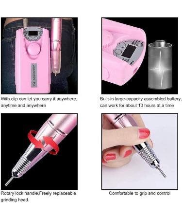 Nail Drill - Portable Efile Nail Drill 30000RPM Pink Finger Toe Nail Care Kit Electric Nail Drill for Acrylic Nails Gift for Women Home and Salon Use - Buy Online on GoSupps.com