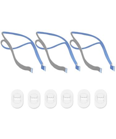 Replacement Headgear Compatible with ResMed Airfit P10 Nasal Pillow Mask Straps Included 3 Super Elastic Straps and 6 Adjustment Clips(3 Pack) Blue