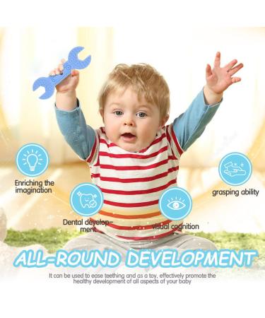 Baby Teething Toys 6-12 Months - BPA Free Tool Teether with Anti-Drop Chain | Soft Silicone Chew Toys for Soothing Sore Gums - 6PCS Multi Pack - Buy Online on GoSupps.com