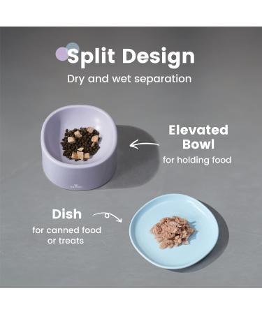 Pawaii Ceramic Elevated Cat Bowl Set - Whisker Friendly, Dishwasher Safe - Purple and Blue - Buy Online on GoSupps.com